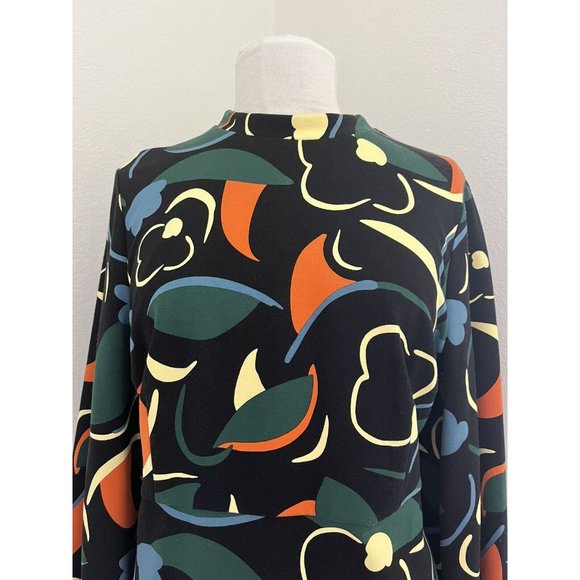 BODEN 14R Mod Sheath Dress Abstract Long Sleeves Retro Knee Length Workwear New - Picture 4 of 16